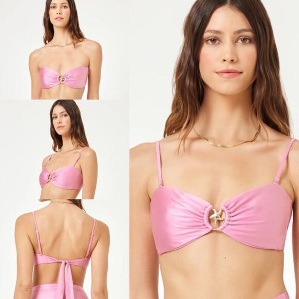 Anthropologie X L*Space Swim Top Jasper Strapless Top Shiny Pink